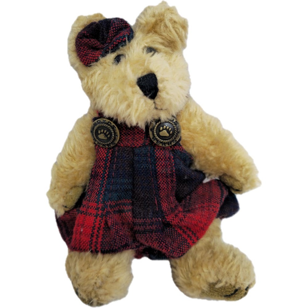Boyds Bear Becky Red Plaid Romper 6" Vintage Retired
